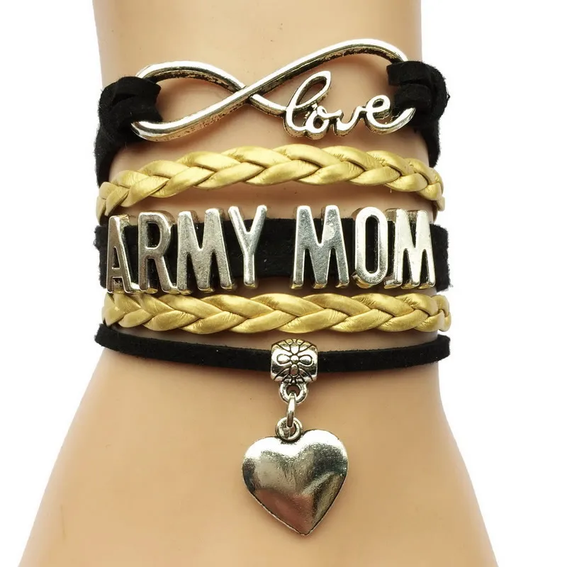 Браслет Infinity Love Army жене/Армейская мама кожаный многослойный браслет ручной