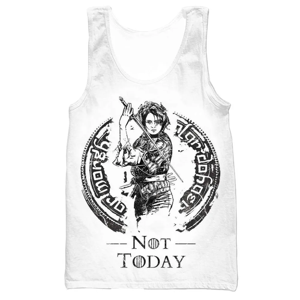 Not today Arya stark мужская и женская майка с 3D принтом крутой топ на бретелях для
