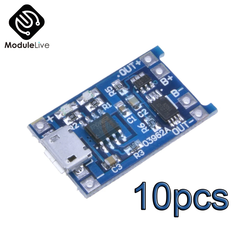 10 шт. Micro USB 5 в 1 а 18650 TP4056 модуль зарядного устройства литиевой батареи зарядная