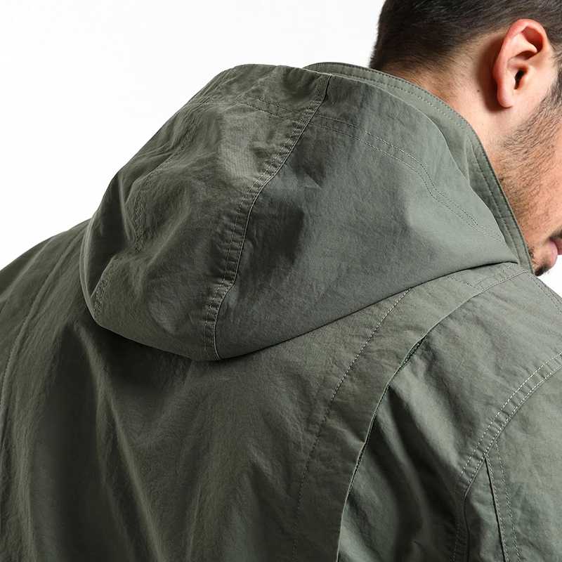 

SIMWOOD New 2021 spring Hooded Jacket Men Pocket Zipper Slim Fit Thin Windbreaker Coats High Quality Brand Clothing 180166