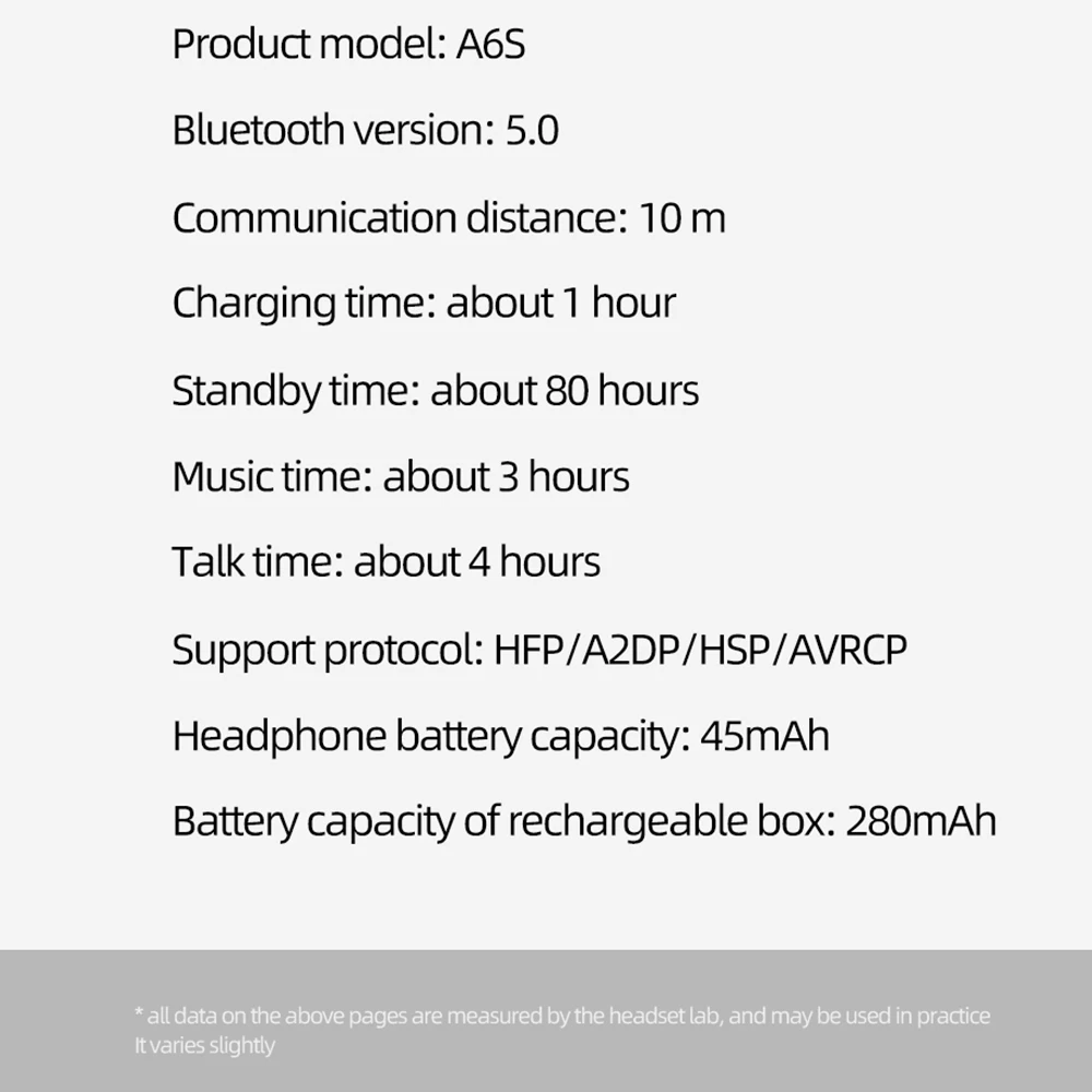 A6S BT 5,0 TWS гарнитуры для Xiaomi iPhone huawei samsung для Redmi Airdots Беспроводные наушники с шумоподавлением с микрофоном