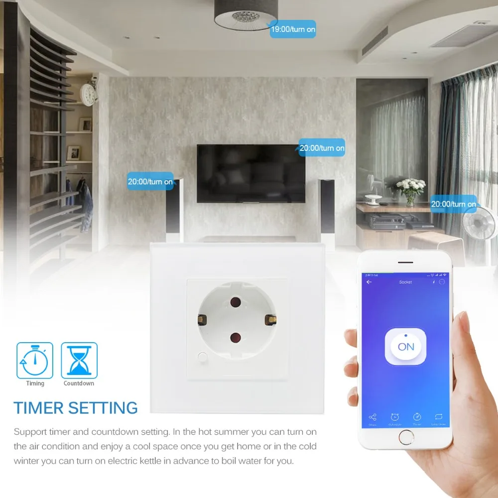 Умная настенная розетка стандарт ЕС wifi розетка 10A совместима с Alexa/Google Home