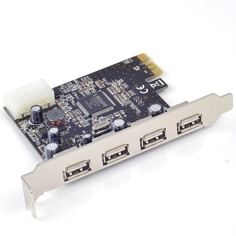 USB 2 0 PCIE PCI-Express x1 карта 4 внешних порта USB2.0 мощьip с 4pin блоком питания | Компьютеры и
