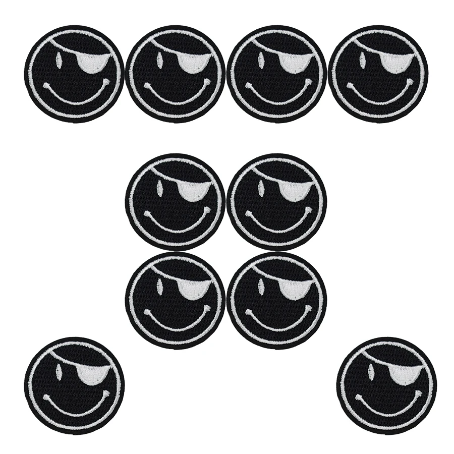 10 шт. пиратские нашивки со смайликом значки на одежду вышитые патчи для