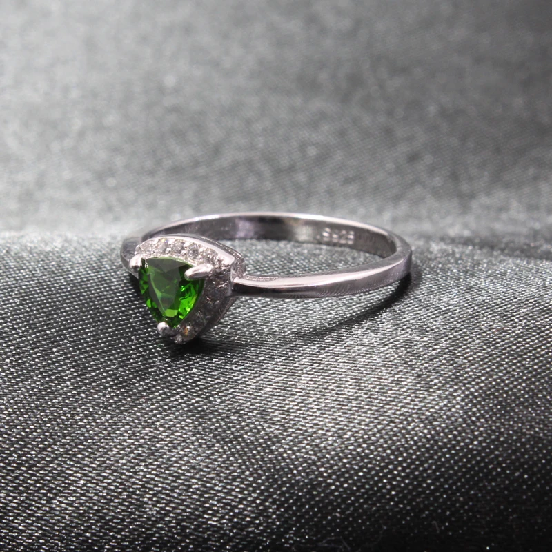Серебряное кольцо из диопсид 5 мм * естественный ювелирное изделие серебра 925
