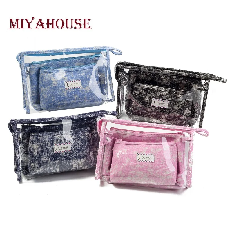 Miyahouse/Лидер продаж, комплект из 3 предметов, Женская дорожная сумка для туалетных принадлежностей, водонепроницаемая Прозрачная женская косметичка из ПВХ, женская косметичка