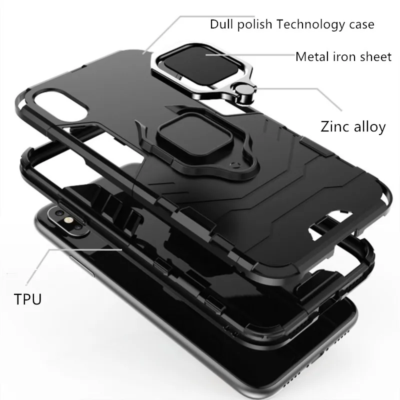 Для iPhone X XS XR XSMAX Armour PC + TPU магнитный держатель чехол для телефона 5 SE 5s 6 6s 7 8 plus
