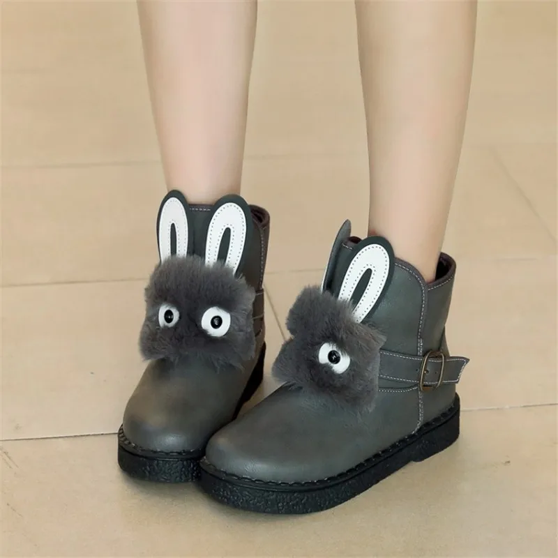Женские Водонепроницаемые ботильоны из кроличьего меха на платформе|fur snow boots