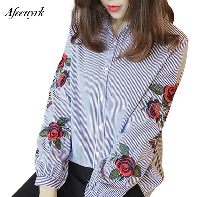 Женская Полосатая рубашка Blusas 2019 Весна новая шифоновая блузка женская Свободная