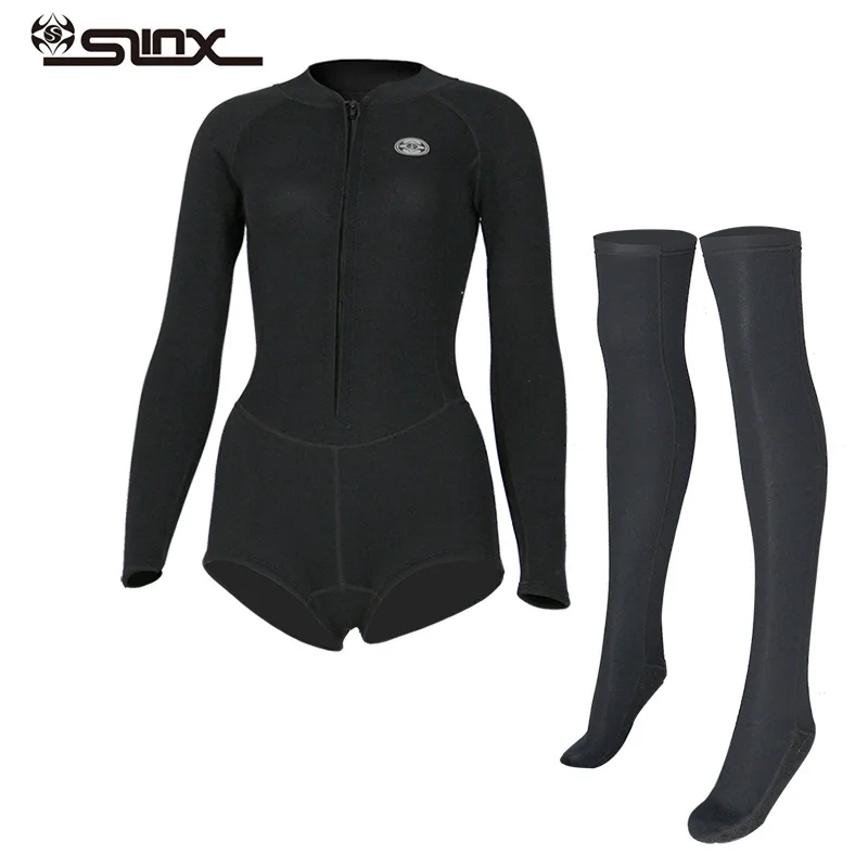 Slinx Womens 2mm spring wetsuit with long socks Bikini Cut Springsuit sleeve front zip swimming suit | Спорт и развлечения