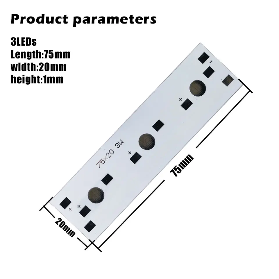 3LEDs 75x20x1mm 1 Вт, 3 Вт, 5 Вт, светодиодный Алюминий опорной плиты 130 мм 150 мм 300 мм 400 мм 500 мм Печатная плата для 3 4 5 6 7 8 10 12 15 30 50 60 100 Вт светильник бусины - Испускаемый цвет: 3LEDs 75x20x1mm