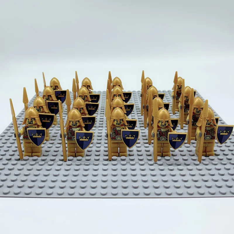 9802G 20PCS 20 шт. строительные блоки игрушки Дети средневековый замок Красный Лев Золотая Корона Рыцари король Solider щит меч - Цвет: 9802G 20PCS