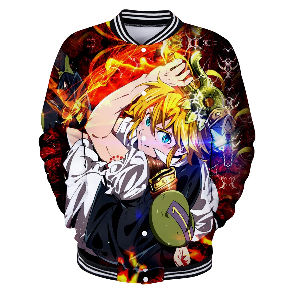 Фото Новая Горячая Аниме Kpop Женская Мужская 3D nanatsu no taizai куртка бейсбольная форма мода Новая Горячая Аниме Kpop Женская Мужская 3D nanatsu no taizai куртка бейсбольная форма мода