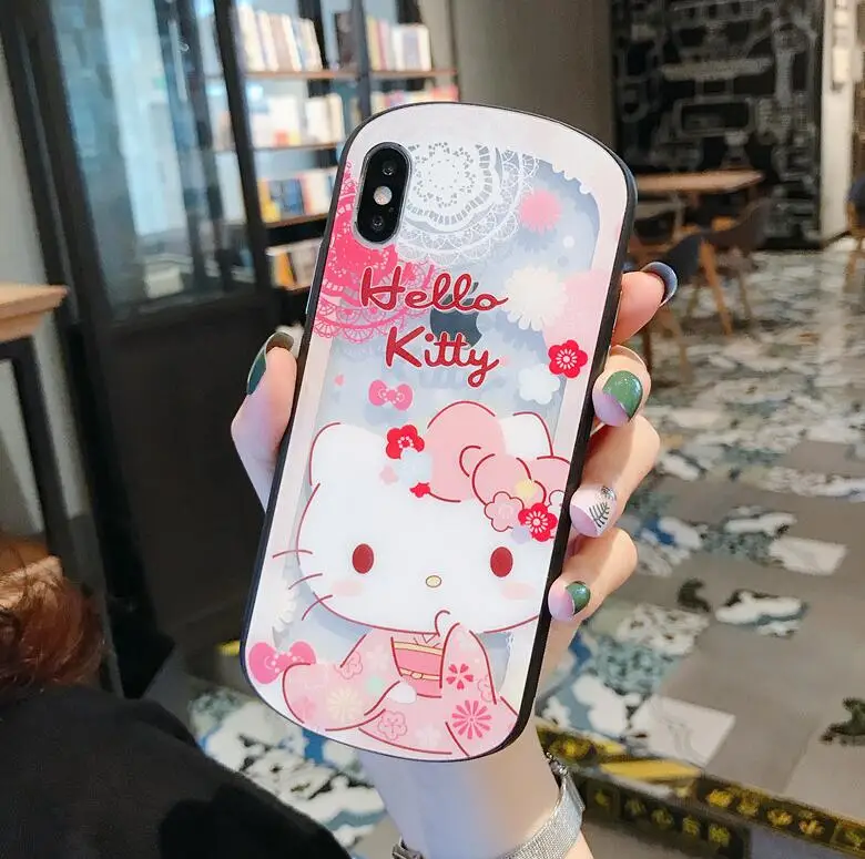 Для iphone 11 Pro Max прозрачный стеклянный милый котенок Модный чехол для телефона для iphone 6 6s 7 plus 8 plus X XR XS MAX чехол - Цвет: Розовый