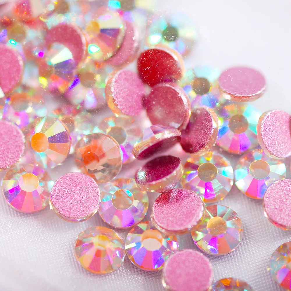 

Nail jewelry -ss10 1728pcs 6 size Glass Glitter Rhinestone White AB flat Diamond crystal nail art decorations