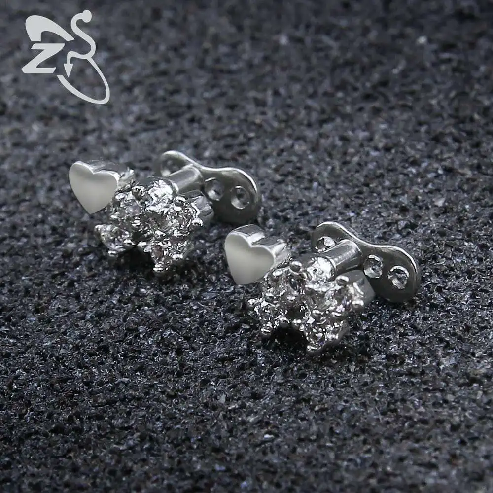 Микро дермальный якорь с хрустальным сердцем основание отверстиями 100% титановая