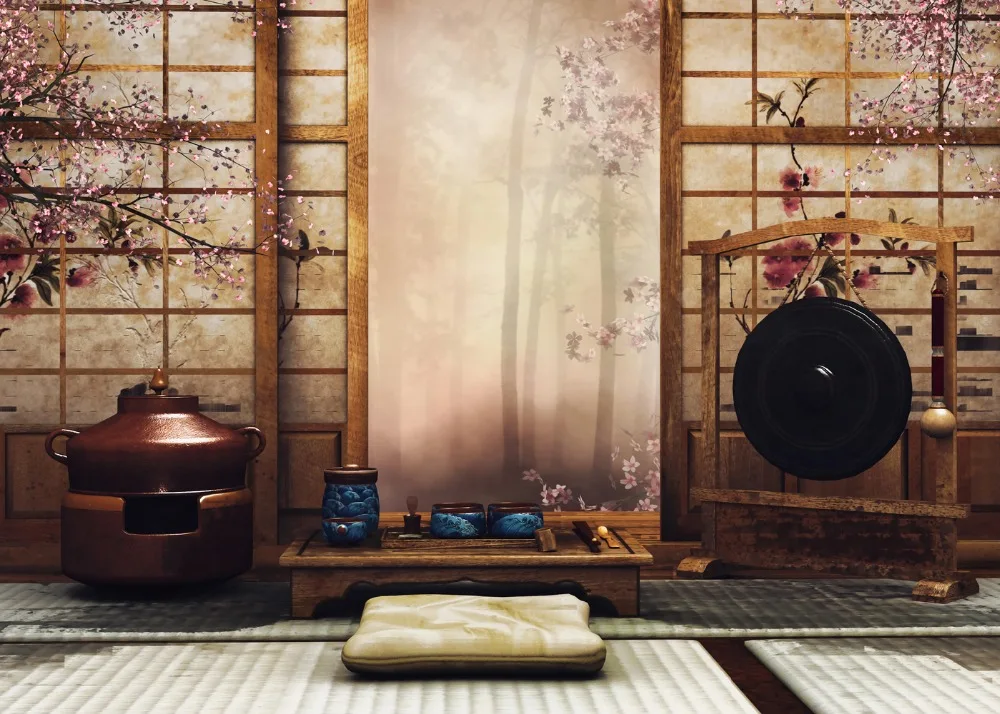 Capisco backdrop for photographic studio Japan style Tea set classic room flower forest professional background photobooth | Электроника