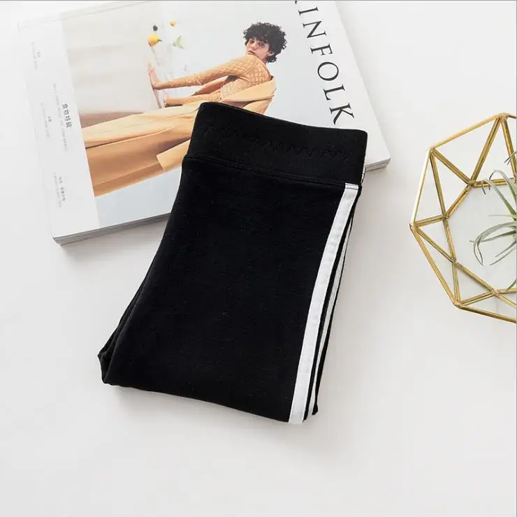 Black Корейские новые модные женские белые хлопковые леггинсы узкие эластичные леггинсы для тренировок штаны для бега женская одежда CM618 - Цвет: Black