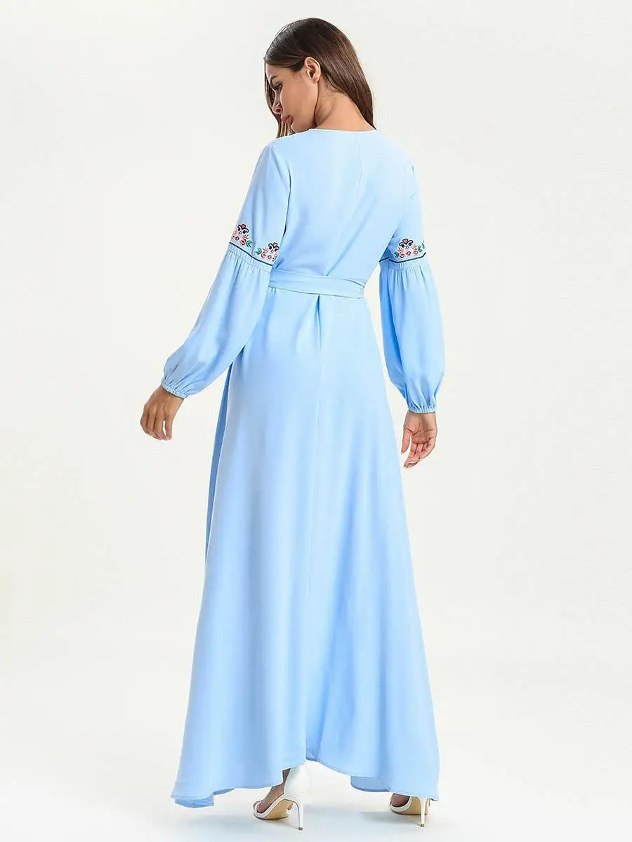 Мусульманское арабское платье Abaya женское винтажное макси с длинными рукавами и