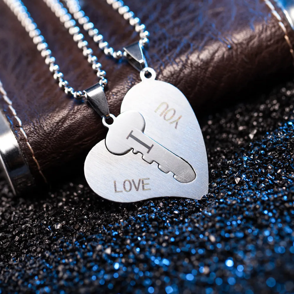 OTOKY 2018 горячая распродажа 1 пара I Love You Lock разбитое сердце Нержавеющая сталь кулон