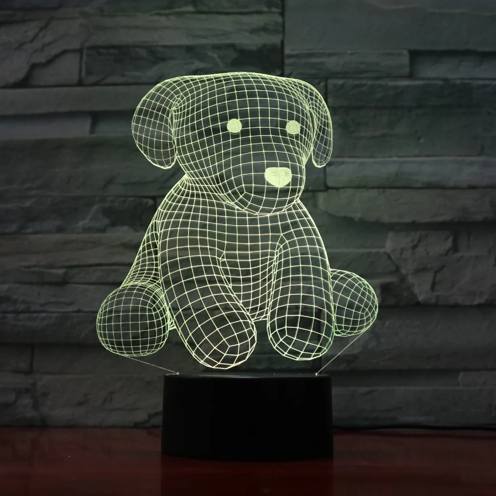 Мультяшный милый медведь ночник 3D USB сенсорный переключатель Акриловые 7 цветов