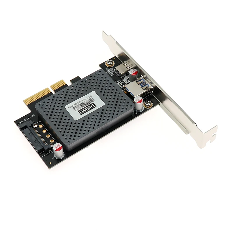 Плата расширения USB3.1 тип A + C PCI E с 15 контактным адаптером SATA Power 10 Гбит/с ASM1142 чип pcie