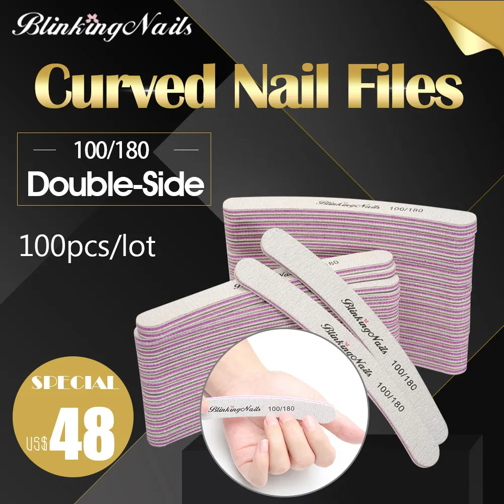BlinkingNails 4x25 шт Профессиональные пилочки для ногтей гель изогнутый