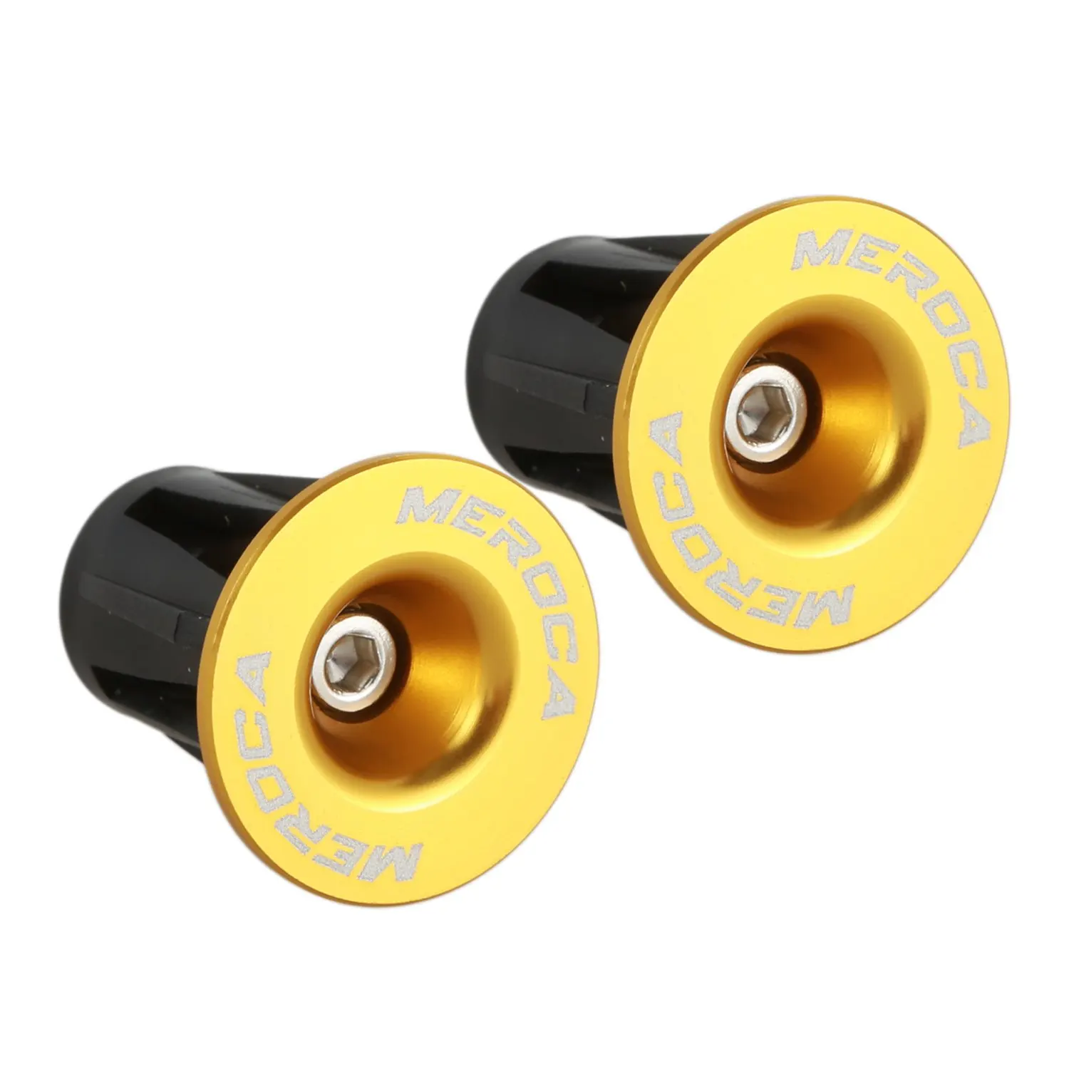 Yellow MEROCA 1 пара алюминиевых рулей для велосипеда, ручки для велосипеда, заглушки для крышки, заглушки - Color: Yellow