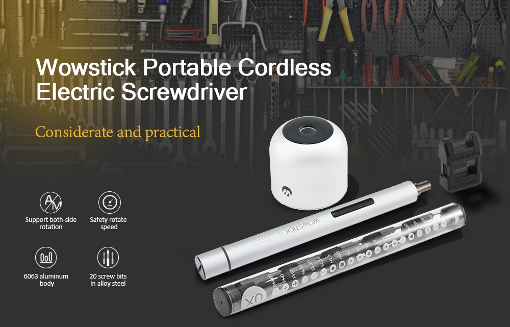 Wowstick Мини Электрическая отвертка перезаряжаемый беспроводной шуруповерт с приводом светодиодный светильник