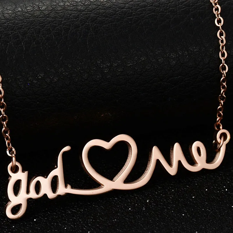 Женское Ожерелье с монограммой Uzone God Love Me золотое ожерелье из нержавеющей стали