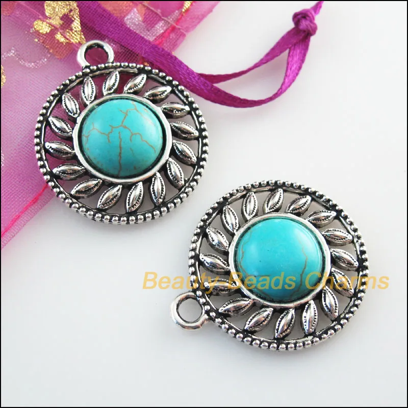 4 новых шарма в стиле ретро тибетский серебристый цвет круглые подвески с камнями