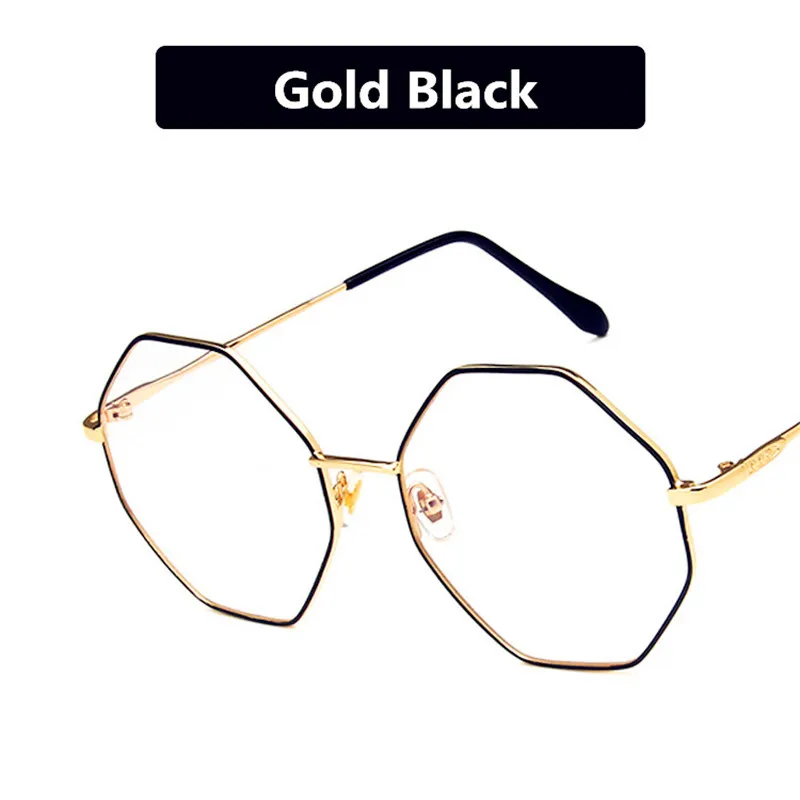 Gold Black Занавес Горячие шестиугольные солнцезащитные очки Полигональная оправа монохромные прозрачные линзы солнцезащитные очки мужские ретро солнцезащитные очки wo мужские солнцезащитные очки - Цвет линз: Gold Black