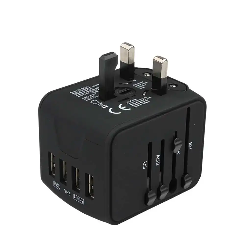 Дорожный адаптер универсальный питания с 4 USB портами 3 А настенное зарядное