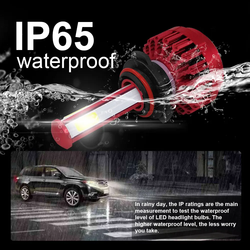 Roadsun 4 боковые автомобильные фары светодиодные лампы H7 H4 H11 9005 9006 55 Вт 6000 К 12В 12000LM
