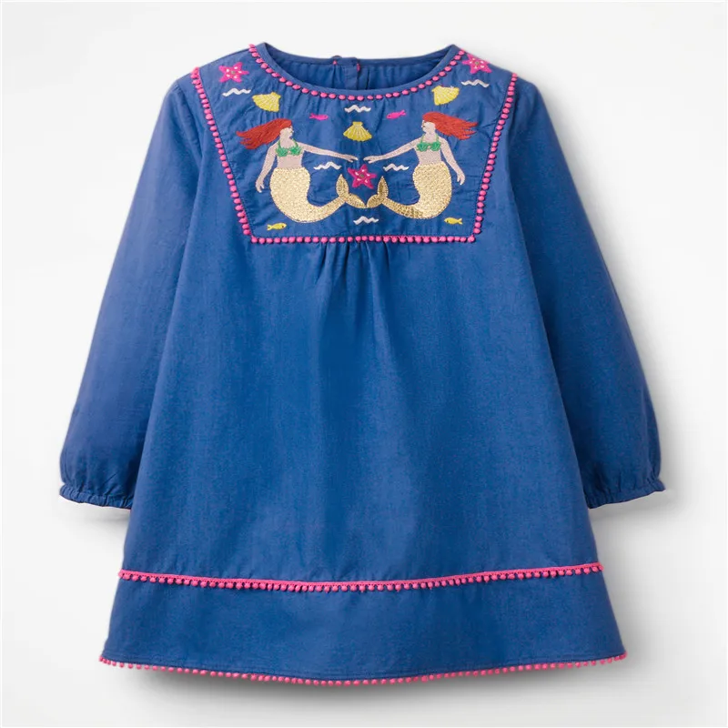 Brand New long sleeve kids dresses for girls autumn spring wear stripe princess party cotton collar children dress girl | Детская одежда