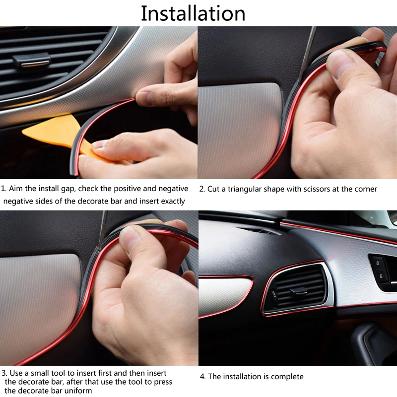 Car Central Control Door Decoration Dashboard Strip For Ford Focus 2 1 Fiesta Mondeo 4 3 Transit Fusion Ranger Mustang KA S-max images - 6