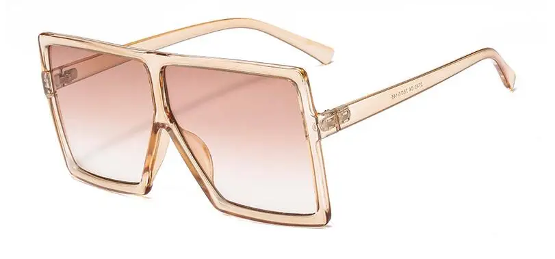 brown brown Ретро негабаритных Квадратные Солнцезащитные очки для женщин прозрачная большая оправа модные очки с градиентными линзами мужские черные очки с плоским верхом синие линзы - Цвет линз: brown brown
