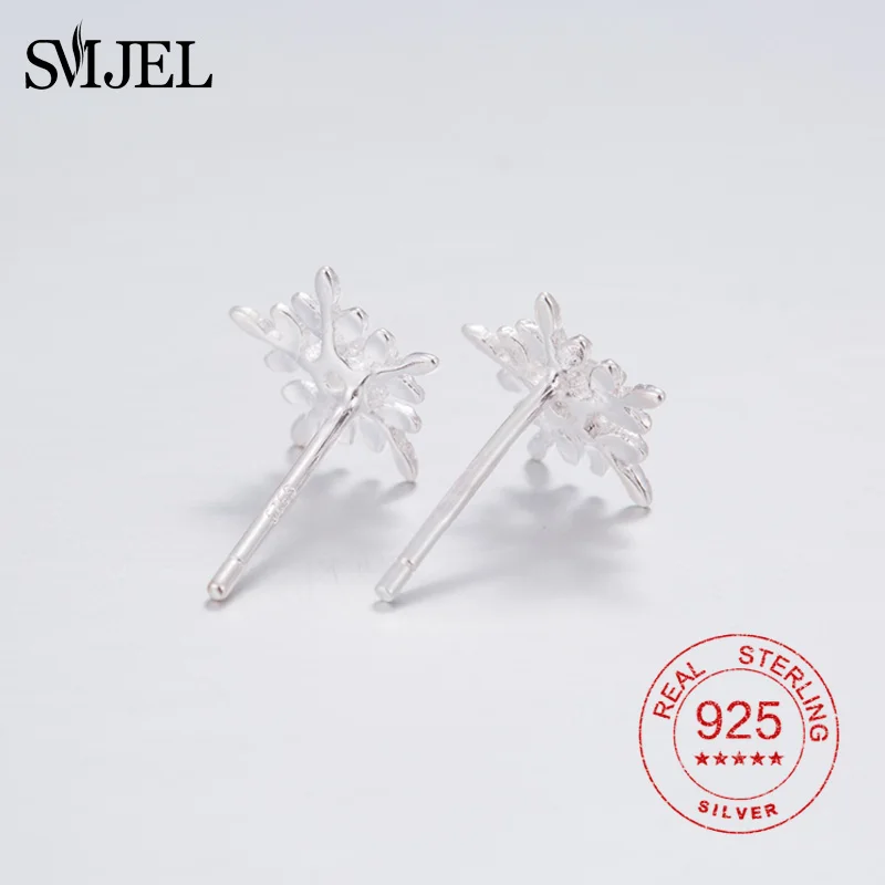 SMJE 100% Серебро 925 пробы Cz снежинка серьги для женщин зимние украшения в подарок на