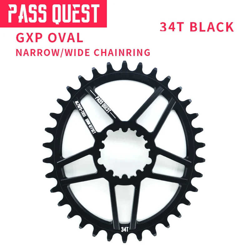 

PASS QUEST GXP OVAL Chain Wheel Crankset MTB Narrow Wide Chainring/Chain Ring 34T 6mm Offset Bike Bicycle Chainwheel
