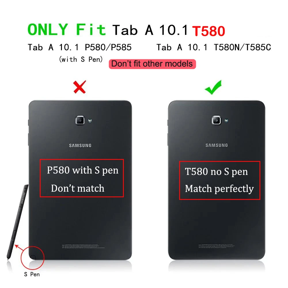 Для Samsung Galaxy Tab A 10 1 без S Pen T580/T585 чехол дюймов защитный складной подставка для A6 1|for