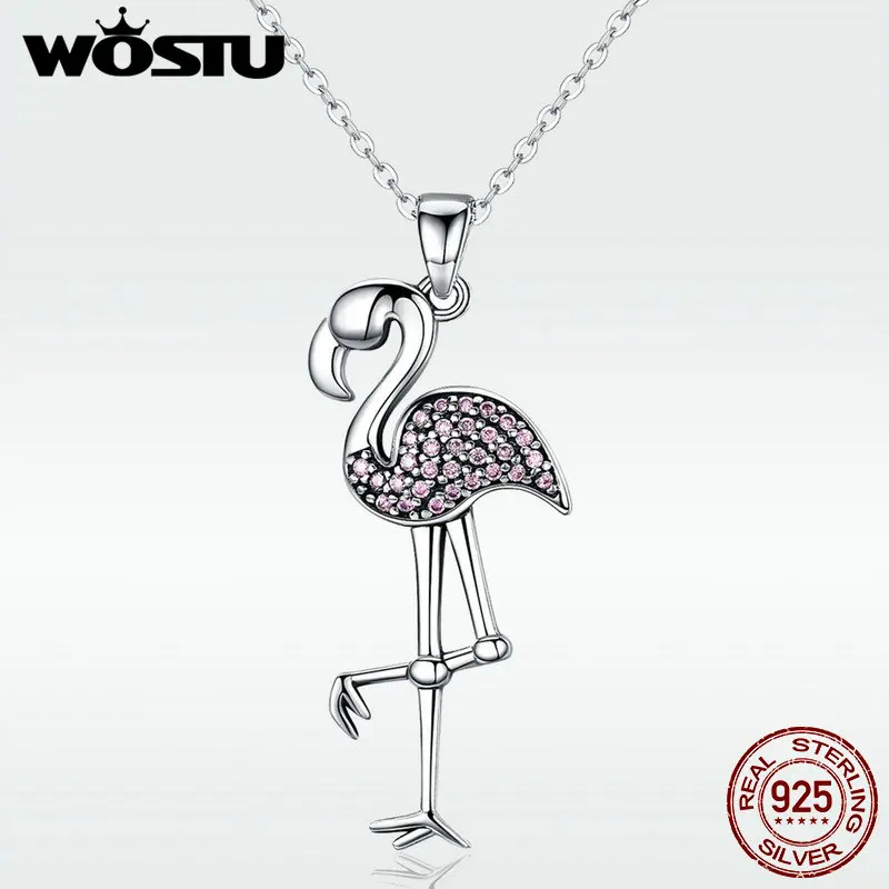 WOSTU Высокое качество Настоящее серебро 925 пробы сильфонная подвеска Фламинго