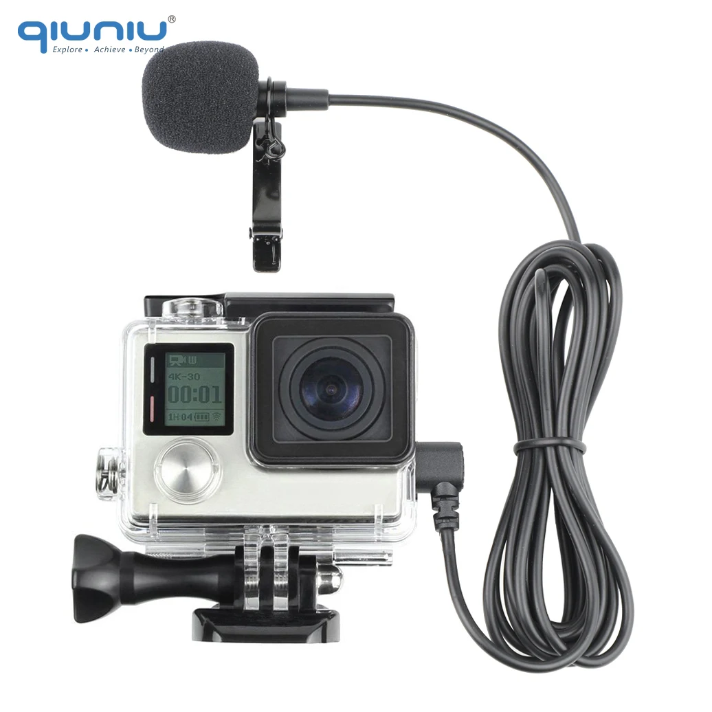 QIUNIU внешний микрофон+ прозрачный Рамный корпус чехол для GoPro Hero 4 3+ 3 Экшн камеры для Go Pro Аксессуары