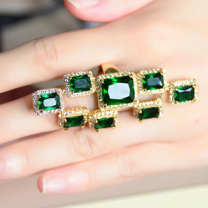 Neoglory австрийские стразы AAA зеленый циркон светильник желтое золото большое