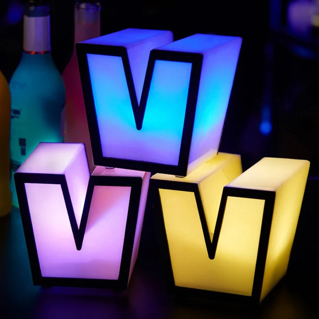 

2018 New Items Letter V Design LED table light LED Color Change Nightlight Lamp 7 Color Changing Light free shipping 1pc