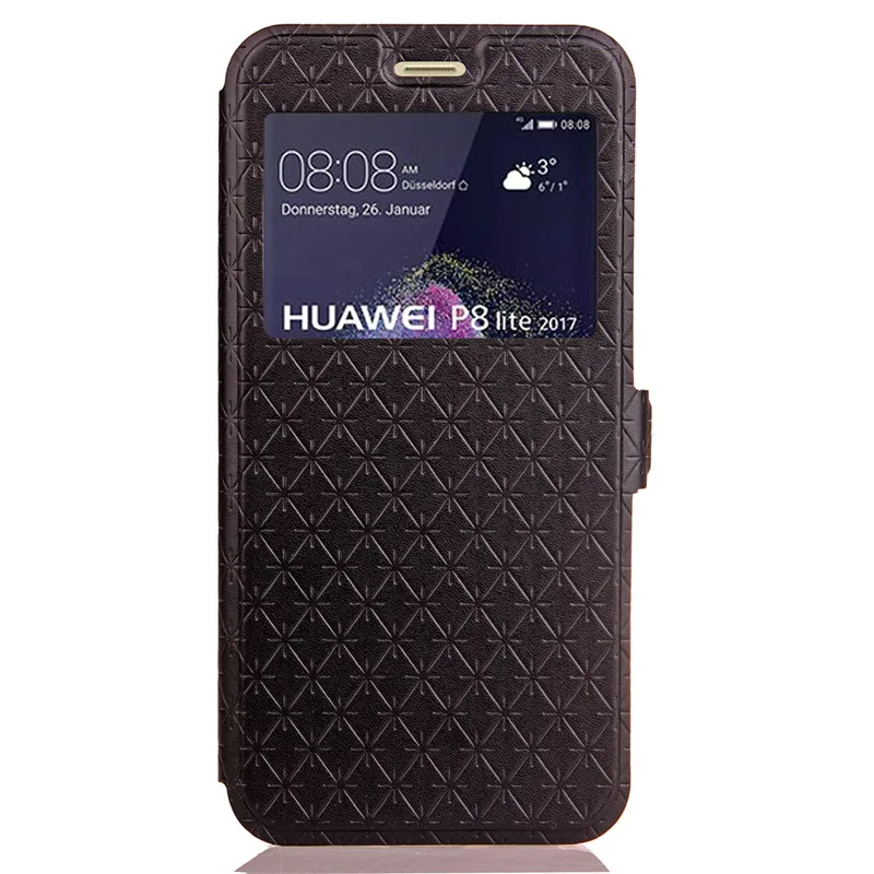 Модный чехол с окошком для экрана портмоне откидной крышкой Huawei P9 P10 Lite P8 2017 из