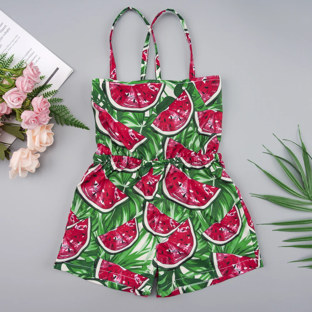 Летняя новинка повседневный милый комбинезон без рукавов для маленьких девочек