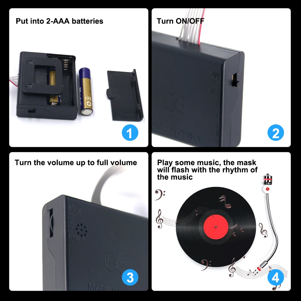Музыкальная светодиодная подсветильник ка Saful светящаяся маска со звуком для