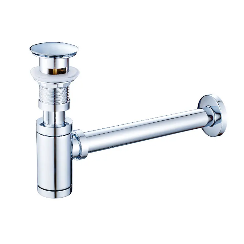 With Overflow Drain Сливная пробка для раковины для ванной комнаты, сливная пробка с переливом, сливный набор для раковины, сифон для слива отходов, P-TRAP, слив хромированный - Цвет: With Overflow Drain