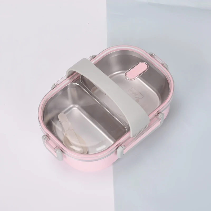 pink Ланч-бокс из 304 нержавеющей стали для приготовления еды, портативный контейнер для еды для пикника, офиса, школы, с отсеками, термоконтейнер для бэнто Fiambrera - Цвет: pink