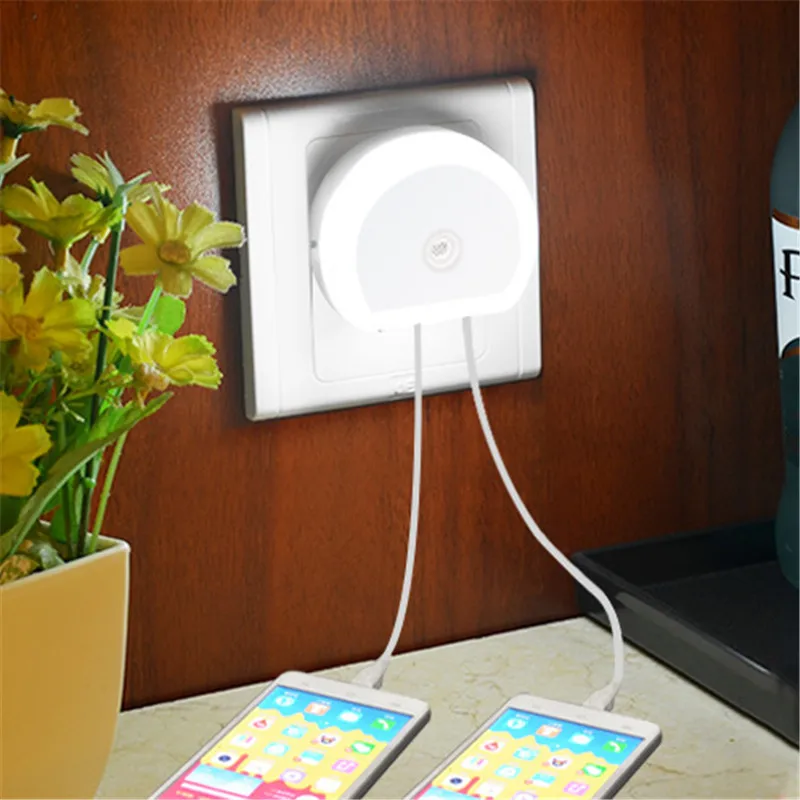 

Новинка 2018, светодиодная Ночная игрушка с двойным USB зарядным устройством, штепсельная вилка с датчиком От заката до рассвета, светящиеся иг...